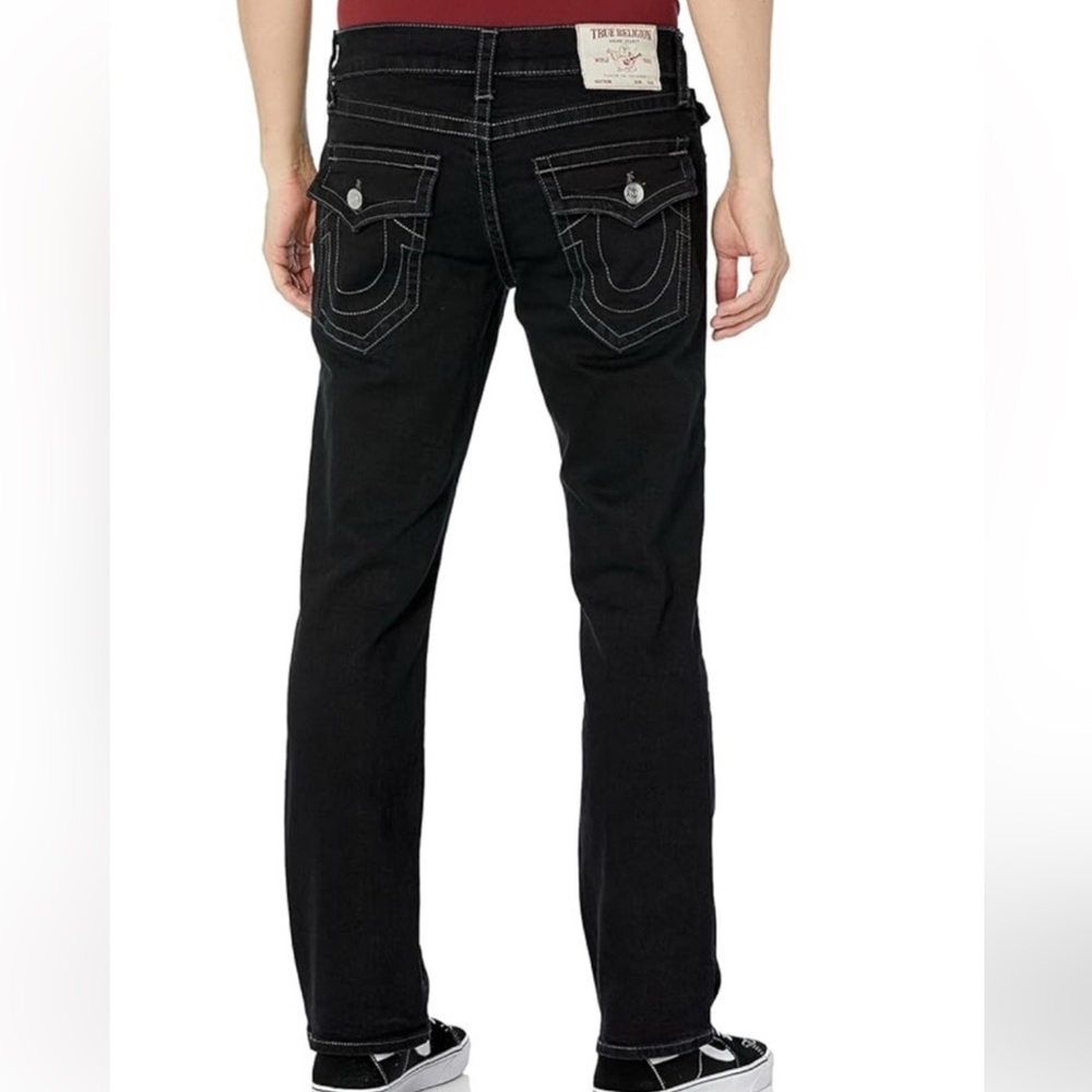 True Religion 38 x 32 Jeans Ricky Flap SN 32 Inseam in Body Rinse Black NWT
